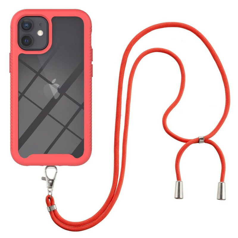 Custodia ibrida per iPhone 12 Mini con cordino e cornice colorata