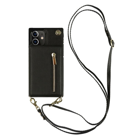 Custodia iPhone 12 Mini tracolla Portacarte