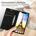 Flip Cover iPhone 12 / 12 Pro con cuciture effetto pelle