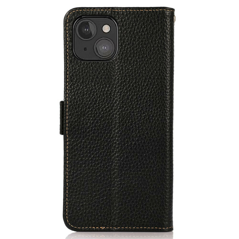 Custodia iPhone 13 Mini in pelle Litchi KHAZNEH