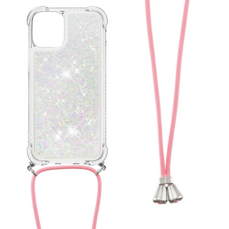 Custodia iPhone 13 Mini Glitter con cordino