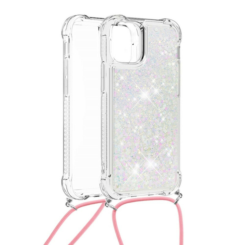 Custodia iPhone 13 Mini Glitter con cordino