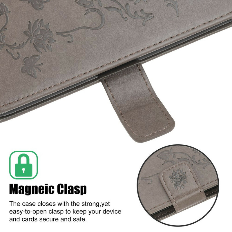 Custodia per iPhone 13 Mini Farfalle e fiori con cordino