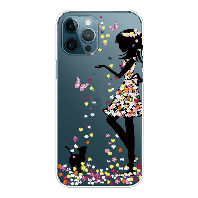 Custodia per iPhone 13 Pro Max Jeune Fille Fleurie