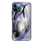 iPhone 13 Pro Custodia in vetro temperato Butterfly Purple