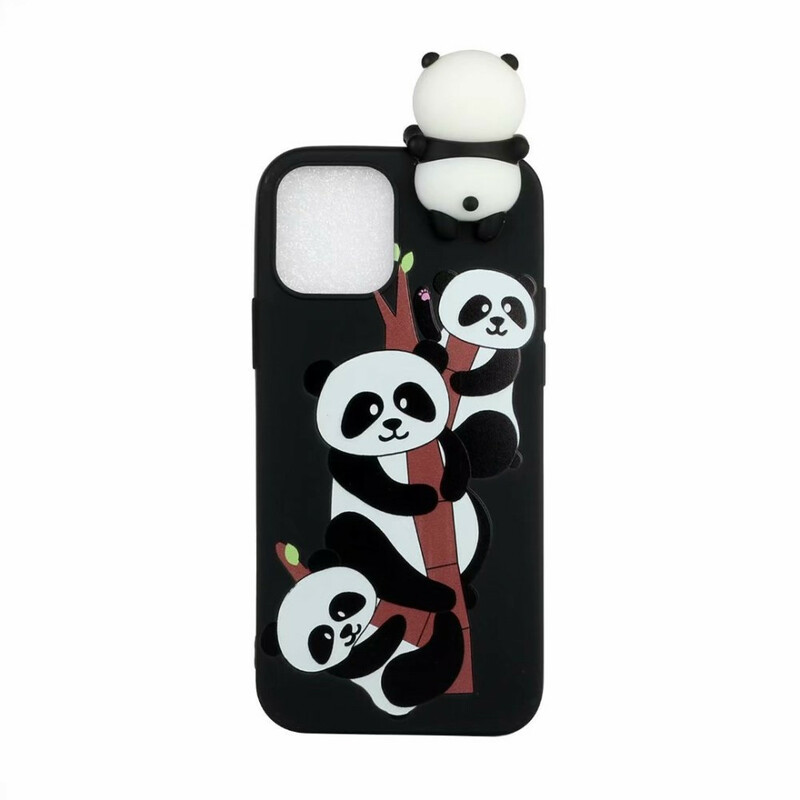 Custodia iPhone 13 Pro Max 3D Pandas su bambù
