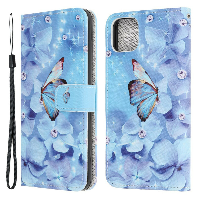iPhone 13 Pro Diamond Butterfly Custodia con cordino