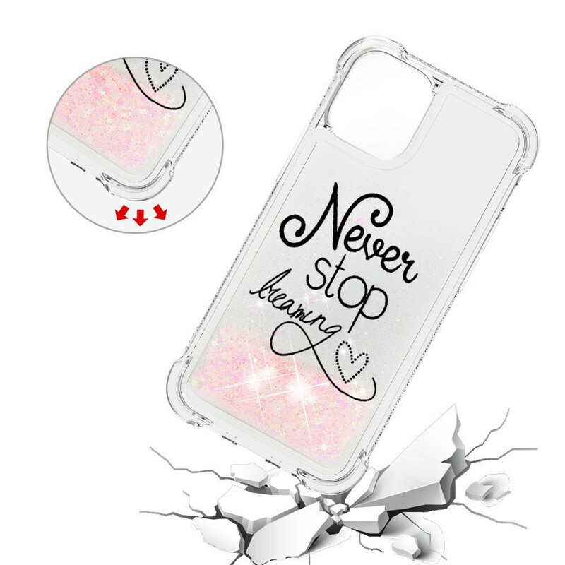 Custodia per iPhone 13 Pro Max Never Stop Dreaming Glitter