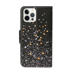 Custodia iPhone 13 Pro Star e Glitter con cinturino