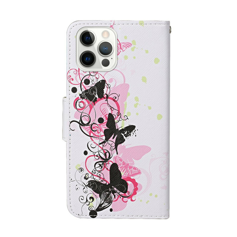 Custodia iPhone 13 Pro Magistral Butterflies con cinturino