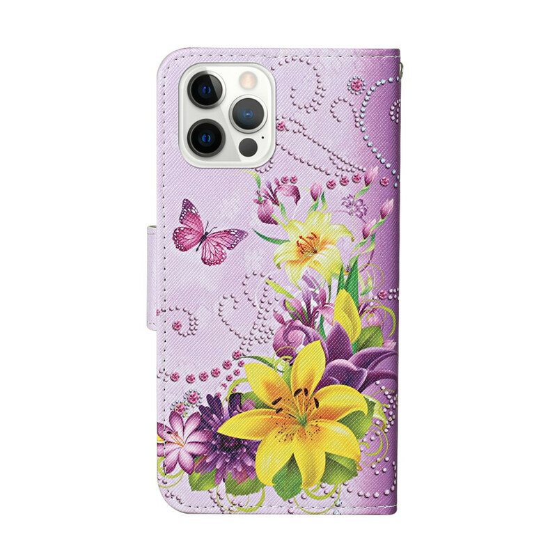 Custodia per iPhone 13 Pro Magistral Flowers con tracolla