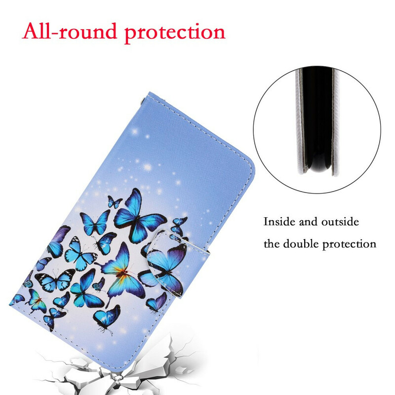 Custodia iPhone 13 Pro Variations Butterflies con cinturino