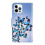 Custodia iPhone 13 Pro Variations Butterflies con cinturino