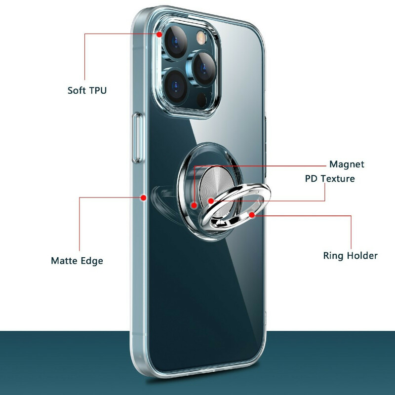 Custodia trasparente per iPhone 13 Pro con supporto ad anello