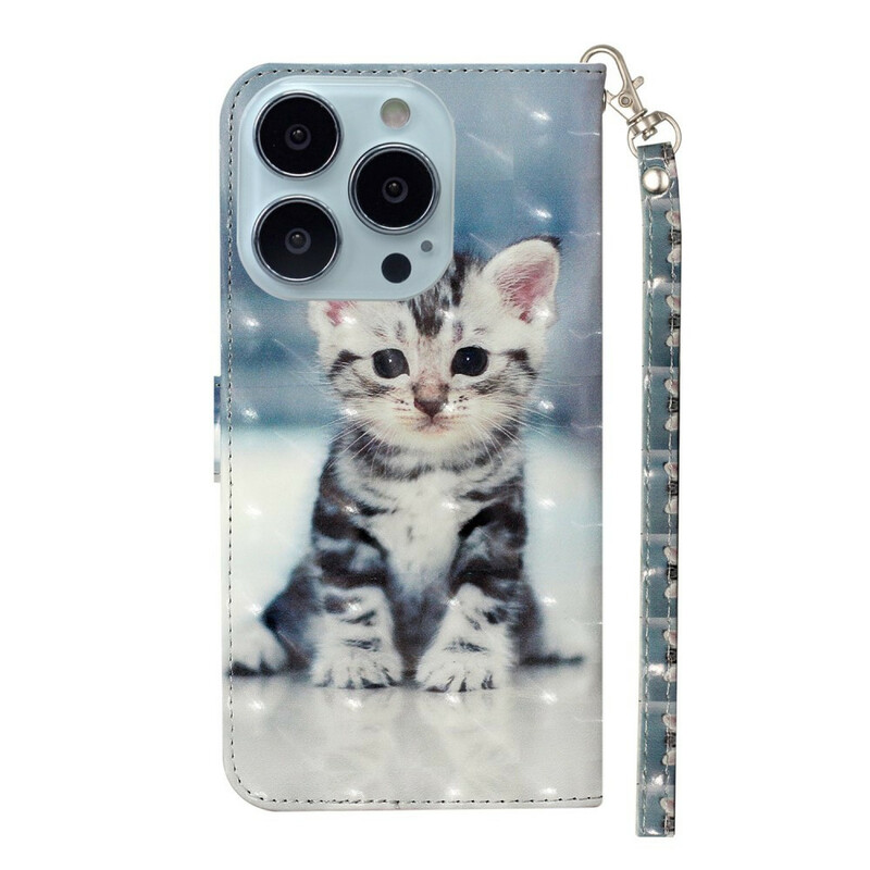 Custodia per iPhone 13 Pro Max Kitten Light Spots con cinturino