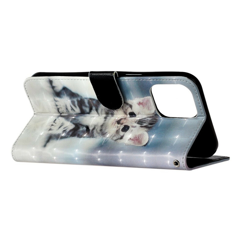 Custodia per iPhone 13 Pro Max Kitten Light Spots con cinturino