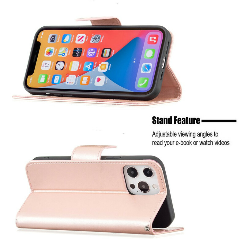 Custodia per iPhone 13 Pro con cordino stampato a farfalla