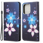 Custodia per iPhone 13 Lunar Flowers con cordino