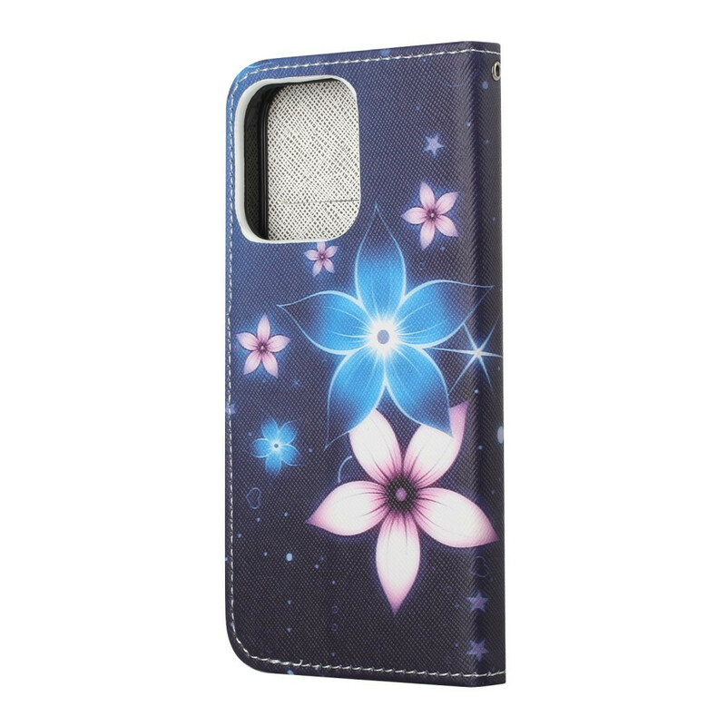 Custodia per iPhone 13 Lunar Flowers con cordino