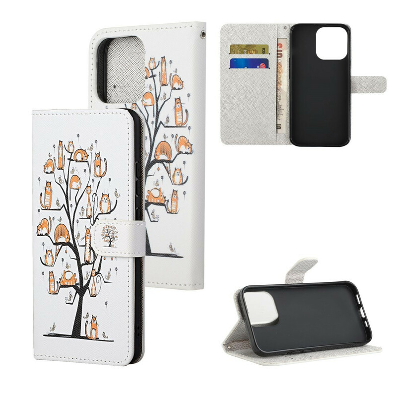 Custodia con cordino per iPhone 13 Funky Cats