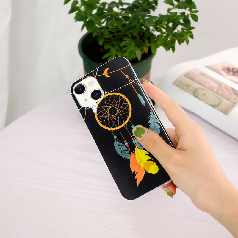 Custodia unica fluorescente per iPhone 13 Dreamcatcher