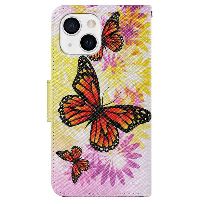 Custodia per iPhone 13 Farfalle e fiori estivi