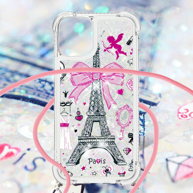 Custodia per iPhone 13 con cordoncino della Torre Eiffel