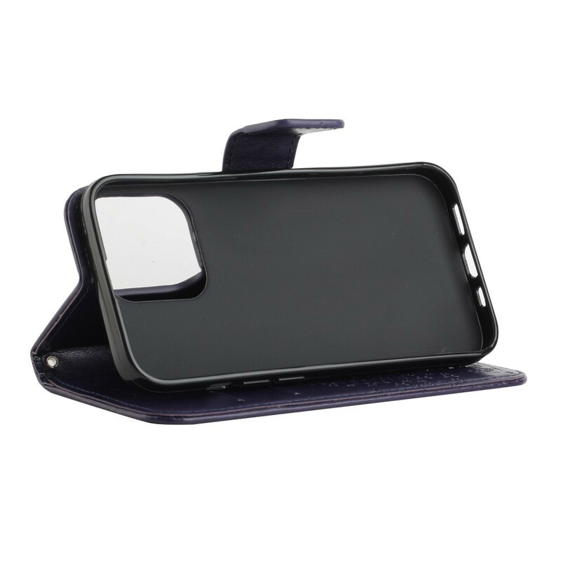 Custodia per iPhone 13 Albero e gufi con cordino