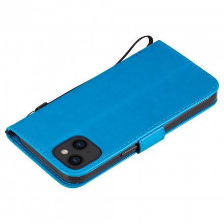 Custodia per iPhone 13 Albero e gatto con cordino