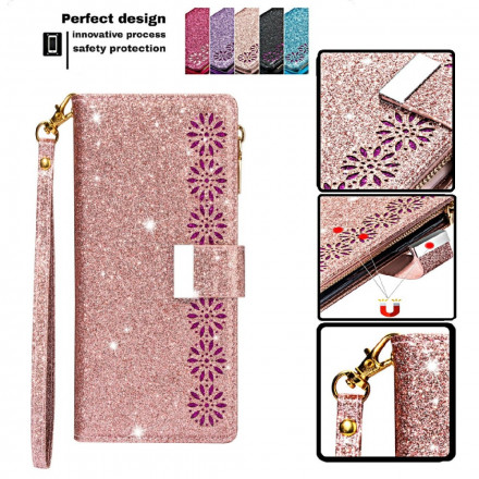 Custodia iPhone 13 Glitter Wallet Zip