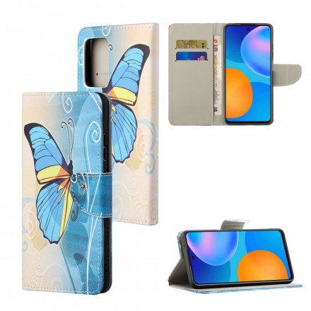 Xiaomi Redmi 10 Butterfly Custodia blu e gialla