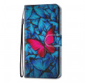 Xiaomi Redmi 10 Custodia a farfalla con sfondo blu