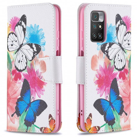 Xiaomi Redmi 10 Custodia dipinta con farfalle e fiori