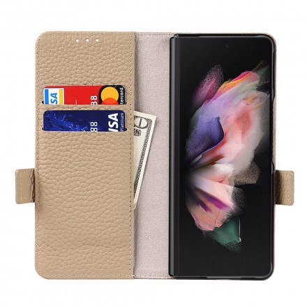 Samsung Galaxy Z Fold 3 5G Custodia in pelle vera e propria Lychee