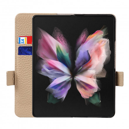 Samsung Galaxy Z Fold 3 5G Custodia in pelle vera e propria Lychee