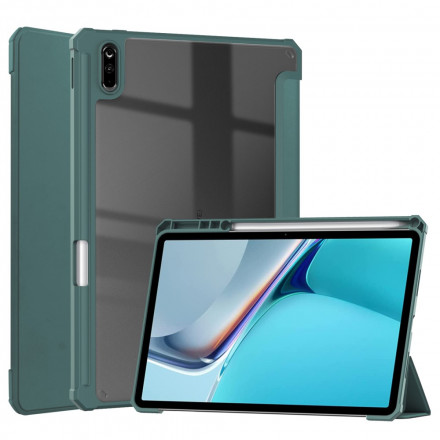 Custodia smart Huawei MatePad 11 (2021) in similpelle e retro trasparente