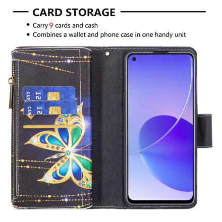 Oppo Reno 6 5G Tasca con zip Farfalle