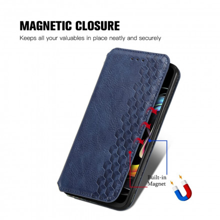 Flip Cover Motorola Edge 20 Lite in similpelle con trama a diamante