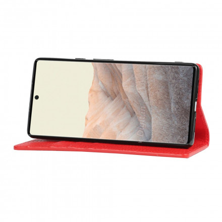 Flip Cover Google Pixel 6 in pelle Genuine Lychee Strap