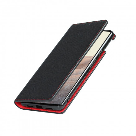 Flip Cover Google Pixel 6 in pelle Genuine Lychee Strap