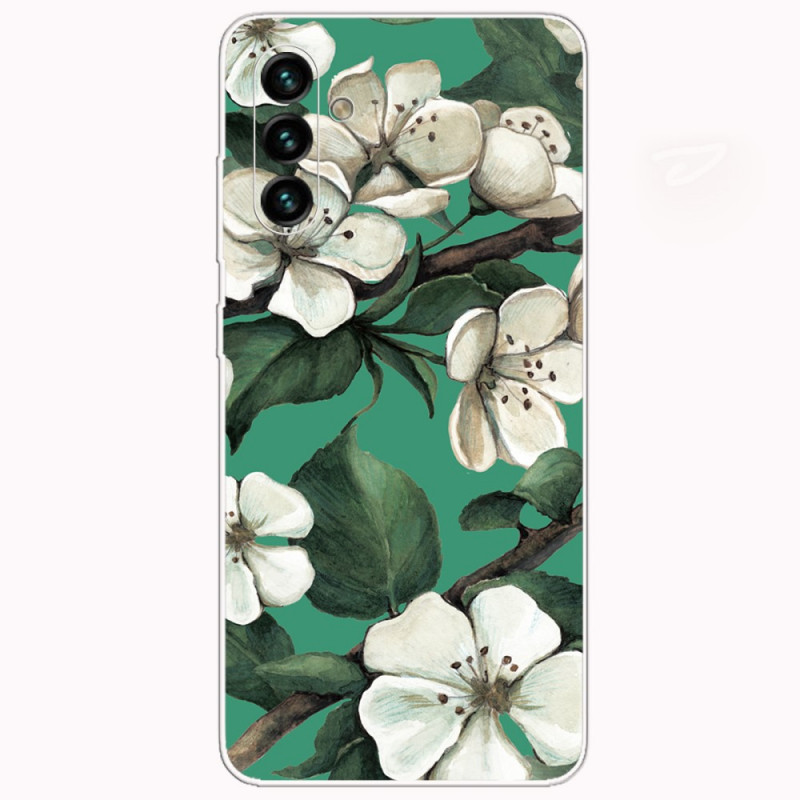 Samsung Galaxy A13 5G / A04s Custodia dipinta con fiori bianchi