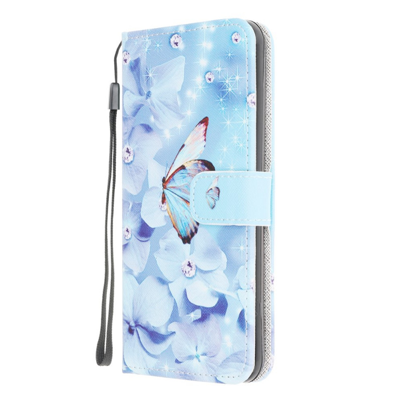 Samsung Galaxy M32 Diamond Butterfly Strap Custodia