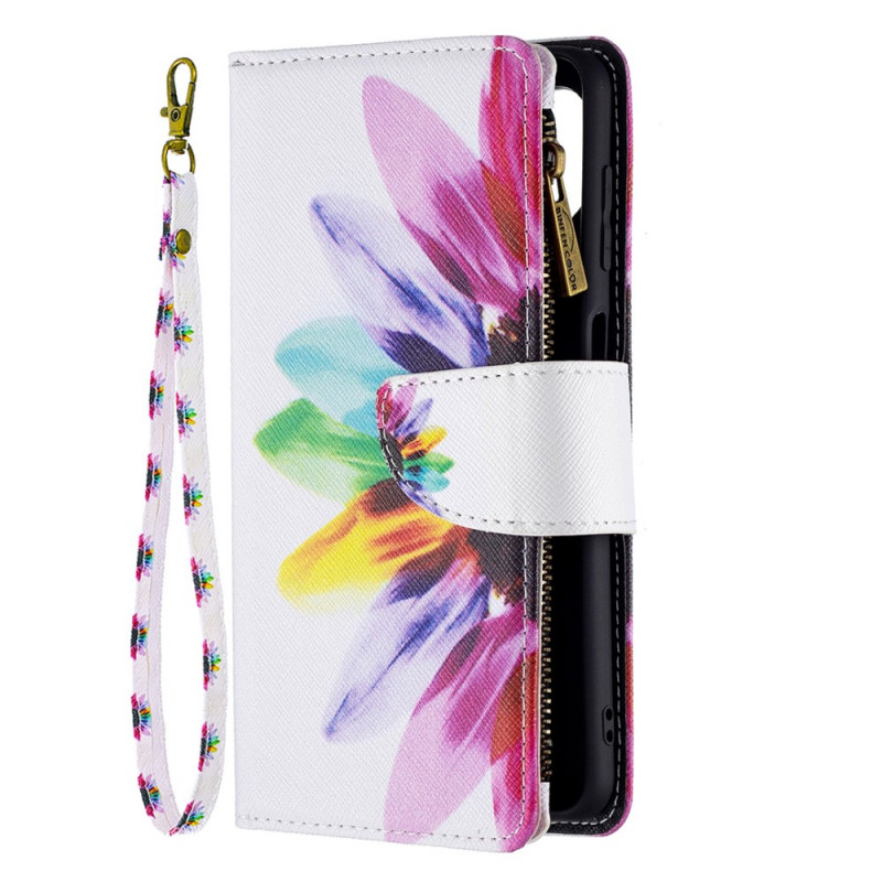 Custodia per Samsung Galaxy M32 con tasca a zip Flower