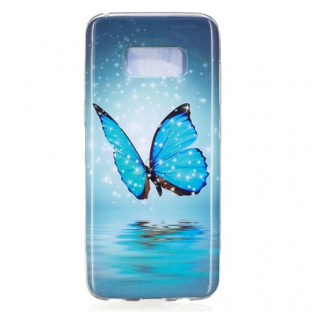 Samsung Galaxy S8 Custodia a farfalla blu fluorescente