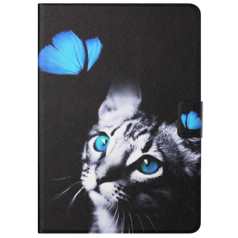 Custodia per Samsung Galaxy Tab A8 (2021) Gatto e farfalla blu