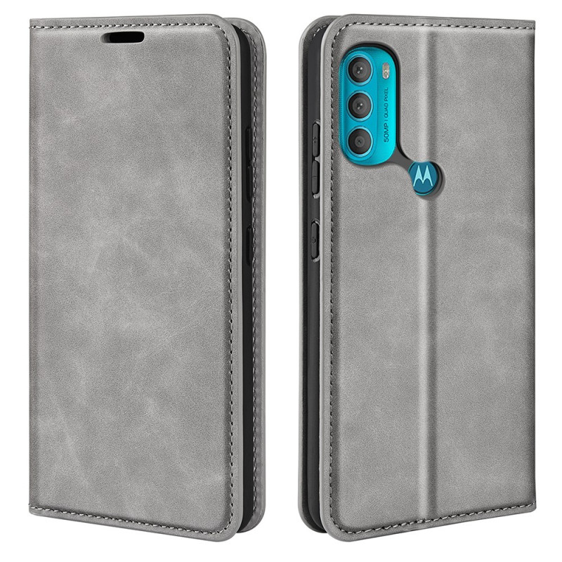 Flip Cover Moto G71 5G in morbida pelle effetto seta