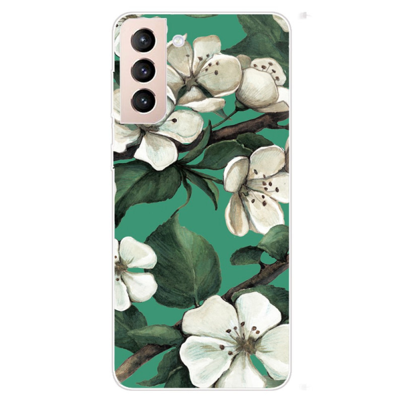 Samsung Galaxy S22 Plus 5G Cover dipinta di fiori bianchi