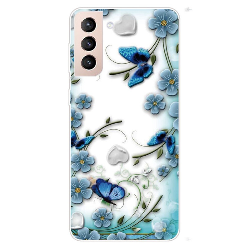 Samsung Galaxy S22 Plus 5G Custodia Farfalle e Fiori Retro