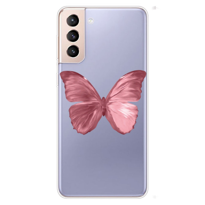 Samsung Galaxy S22 5G Custodia flessibile a farfalla rosa