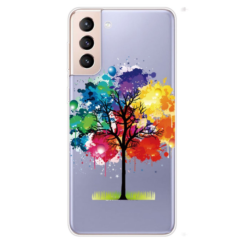 Samsung Galaxy S22 5G Custodia trasparente con albero acquerellato
